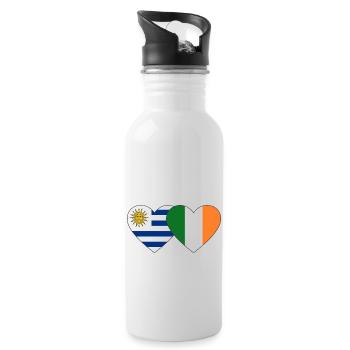 Uruguay Irland Herz Flagge - Trinkflasche mit integriertem Trinkhalm - Weiß - Rechts
