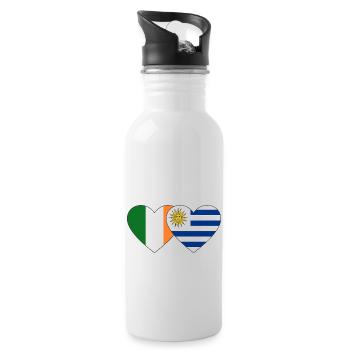 Ireland Uruguay Heart Flag - Water bottle with straw - white - Right