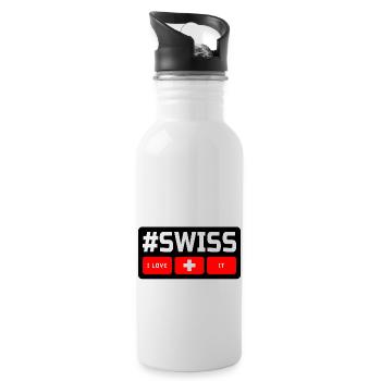 @SWISS - Trinkflasche mit integriertem Trinkhalm - Weiß - Rechts
