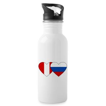 Pérou Russie Drapeau du cœur - Gourde avec paille intégrée - blanc - Droite