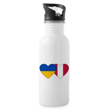 Ukraine Pérou Drapeau du Cœur - Gourde avec paille intégrée - blanc - Droite