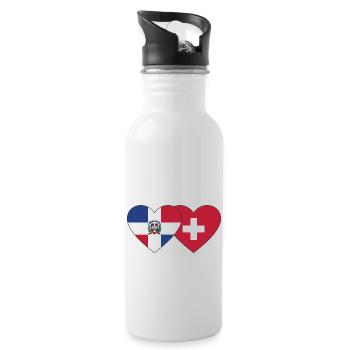 République dominicaine Suisse Flag Heart - Gourde avec paille intégrée - blanc - Droite