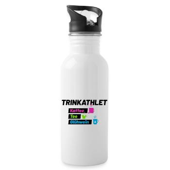 Trinkathlet schwarz - Trinkflasche mit integriertem Trinkhalm - Weiß - Rechts