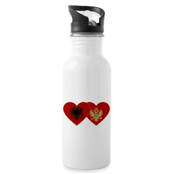 Albania Montenegro flag - Water bottle with straw - white - Right