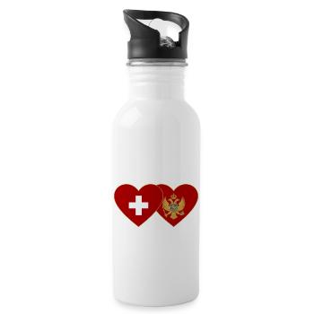 Switzerland Montenegro flag - Water bottle with straw - white - Right
