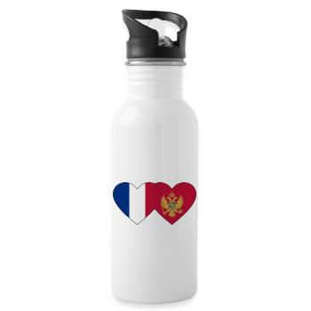 Frankreich Montenegro Flagge - Trinkflasche mit integriertem Trinkhalm - Weiß - Rechts