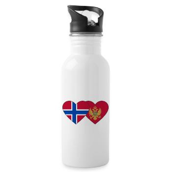 Norway Montenegro flag - Water bottle with straw - white - Right