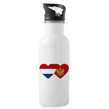 Holland Montenegro flag - Water bottle with straw - white - Right