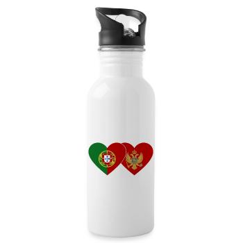 Portugal Montenegro Flagge - Trinkflasche mit integriertem Trinkhalm - Weiß - Rechts