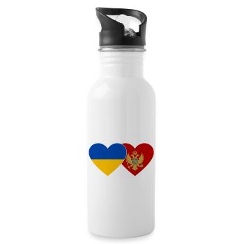 Ukraine Montenegro Flagge - Trinkflasche mit integriertem Trinkhalm - Weiß - Rechts