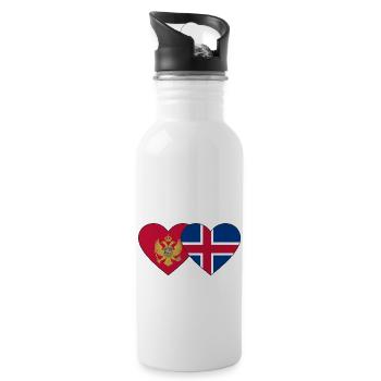 Montenegro Iceland Flag - Water bottle with straw - white - Right