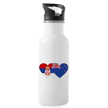 Serbien Neuseeland Herz Flagge - Trinkflasche mit integriertem Trinkhalm - Weiß - Rechts