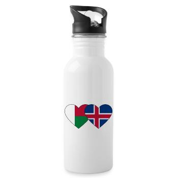 Madagaskar Island Flagge Herz - Trinkflasche mit integriertem Trinkhalm - Weiß - Rechts