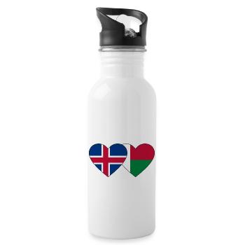 Island Madagaskar Flagge Herz - Trinkflasche mit integriertem Trinkhalm - Weiß - Rechts