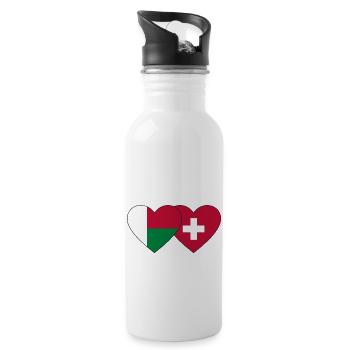 Madagascar Suisse Flag Coeur - Gourde avec paille intégrée - blanc - Droite