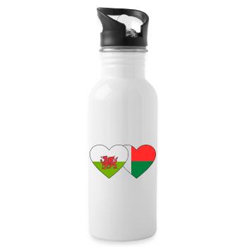 Pays de Galles Madagascar Flag Heart - Gourde avec paille intégrée - blanc - Droite