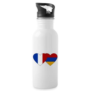 France Arménie Flag Coeur - Gourde avec paille intégrée - blanc - Droite