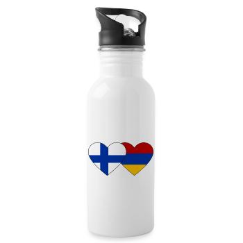 Finlande Arménie Drapeau Coeur - Gourde avec paille intégrée - blanc - Droite