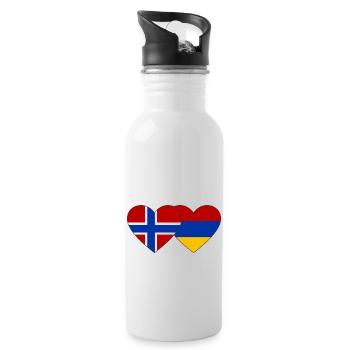 Norway Armenia Flag Heart - Water bottle with straw - white - Right