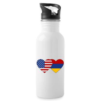 États-Unis Arménie Flag Coeur - Gourde avec paille intégrée - blanc - Droite