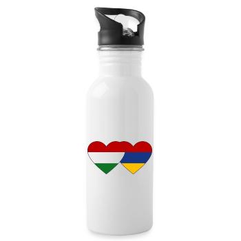 Ungarn Armenien Flagge Herz - Trinkflasche mit integriertem Trinkhalm - Weiß - Rechts