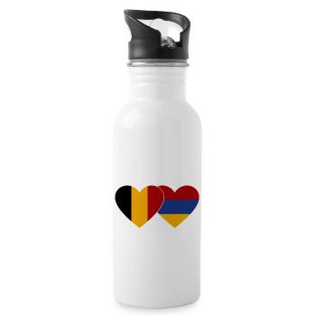 Belgique Arménie drapeau coeur - Gourde avec paille intégrée - blanc - Droite