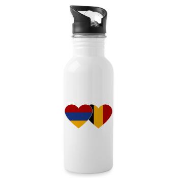 Armenia Belgium Flag Heart - Water bottle with straw - white - Right