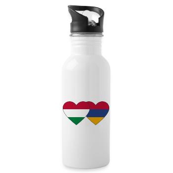 Hungary Armenia Flag Heart - Water bottle with straw - white - Right