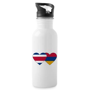 Costa Rica Arménie Drapeau Coeur - Gourde avec paille intégrée - blanc - Droite