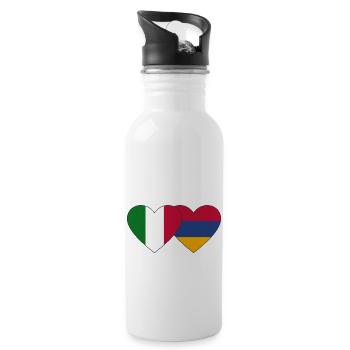 Italie Arménie drapeau coeur - Gourde avec paille intégrée - blanc - Droite