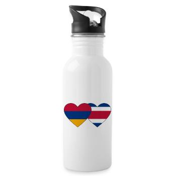 Armenia Costa Rica Flag Heart - Water bottle with straw - white - Right