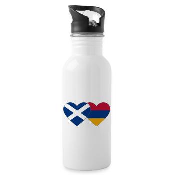 Scotland Armenia Flag Heart - Water bottle with straw - white - Right