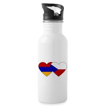 Arménie République tchèque Drapeau Coeur - Gourde avec paille intégrée - blanc - Droite