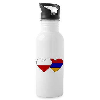 Polen Armenien Flagge Herz - Trinkflasche mit integriertem Trinkhalm - Weiß - Rechts