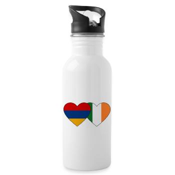 Armenia Ireland Flag Heart - Water bottle with straw - white - Right