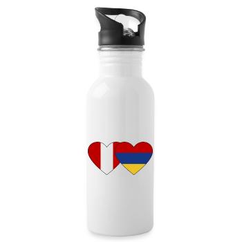 Peru Armenia Flag Heart - Water bottle with straw - white - Right