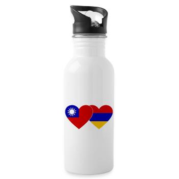 Taiwan Arménie drapeau coeur - Gourde avec paille intégrée - blanc - Droite
