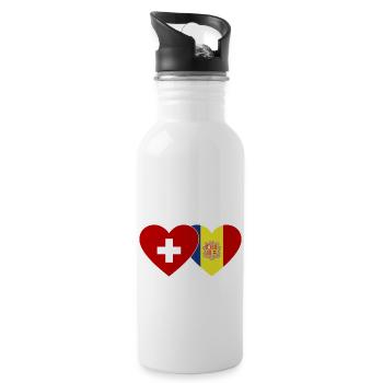 Suisse Andorre Flag Heart - Gourde avec paille intégrée - blanc - Droite
