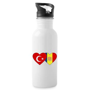 Türkei Andorra Flagge Herz - Trinkflasche mit integriertem Trinkhalm - Weiß - Rechts