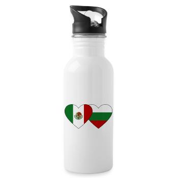 Mexique Bulgarie drapeau coeur - Gourde avec paille intégrée - blanc - Droite