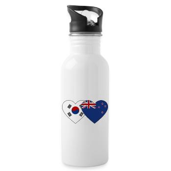 Südkorea Neuseeland Flagge Herz - Trinkflasche mit integriertem Trinkhalm - Weiß - Rechts