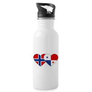 Norwegen Panama Flagge Herz - Trinkflasche mit integriertem Trinkhalm - Weiß - Rechts