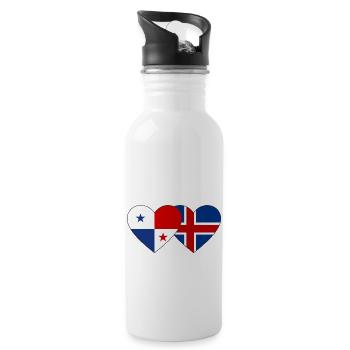 Cœur de drapeau de l’île de Panama - Gourde avec paille intégrée - blanc - Droite