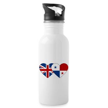 England Panama Flag Heart - Water bottle with straw - white - Right