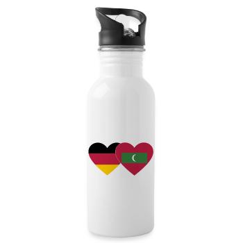 Deutschland Malediven Flagge Herz - Trinkflasche mit integriertem Trinkhalm - Weiß - Rechts