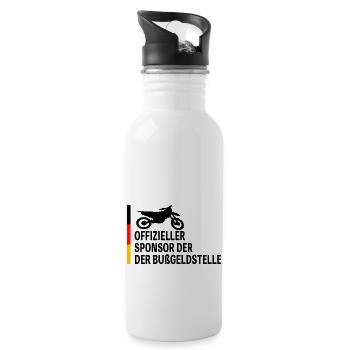 Motorcross Offizieller Sponsor der Bußgeldstelle - Trinkflasche mit integriertem Trinkhalm - Weiß - Rechts