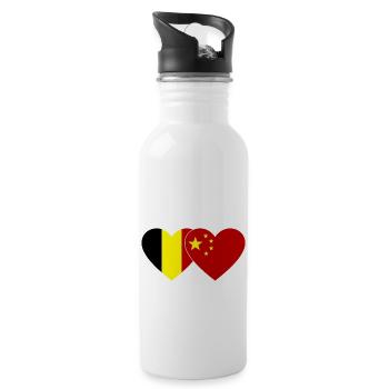 Belgium China Heart Flag - Water bottle with straw - white - Right