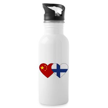 China Finland Heart Flag - Water bottle with straw - white - Right