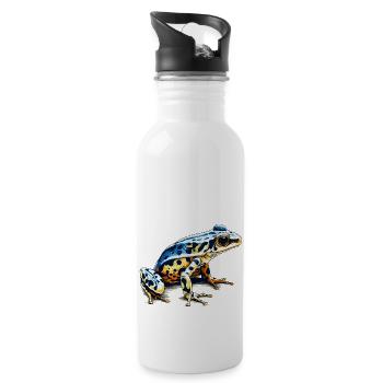 Pfeilgiftfrosch Amphibie als gefährlicher Frosch - Trinkflasche mit integriertem Trinkhalm - Weiß - Rechts