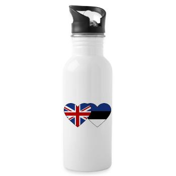England Estland Flagge Herz - Trinkflasche mit integriertem Trinkhalm - Weiß - Rechts